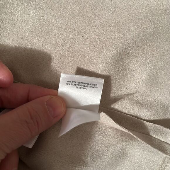 Anne Klein L Cream Micro Suede Open Front Light Professional Peplum Jacket - Picture 12 of 12